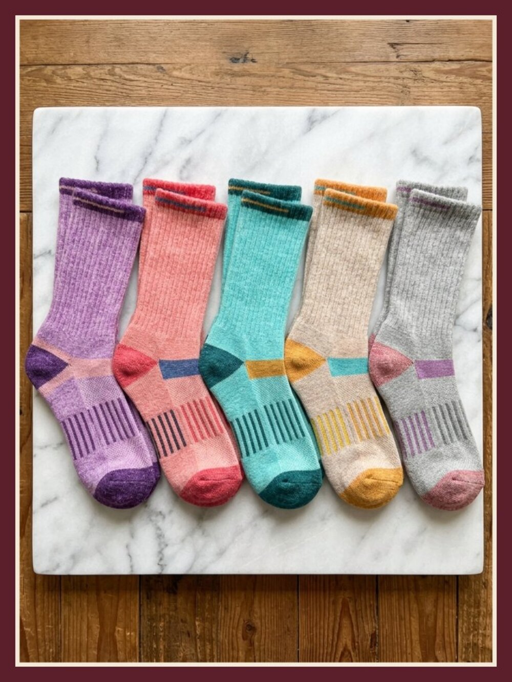Women's Merino Wool Hiking Socks 5 Pack Cushioned Thermal Winter